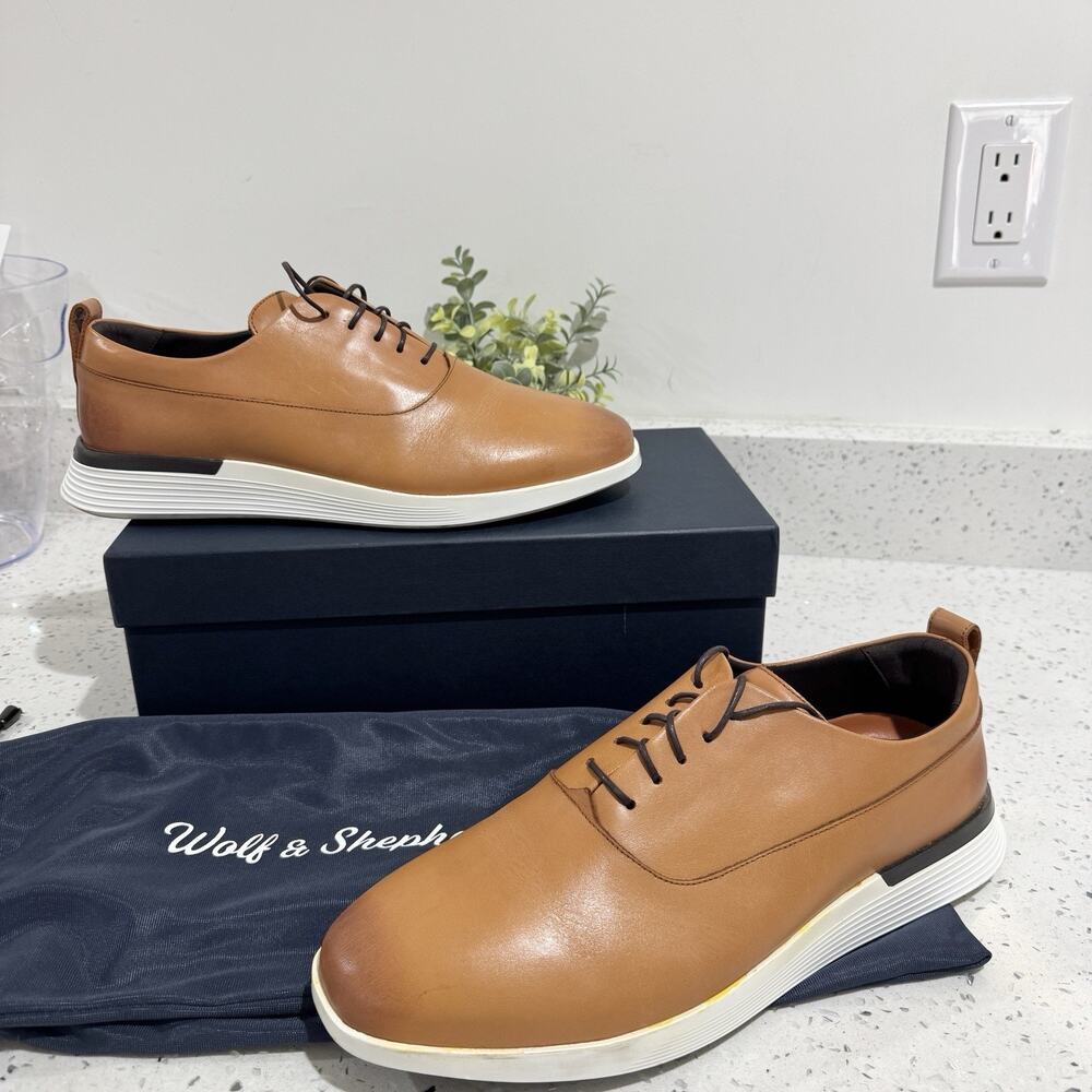 Wolf & Shepherd Crossover Longwing honey leather shoes Size 12 DG Brown